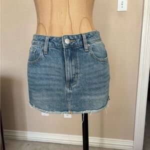 PacSun Blue Frayed Hem Mini Skirt